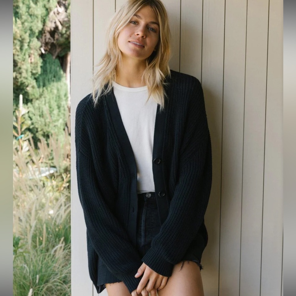 Jenni Kayne cotton cocoon cardigan black small (oversized)